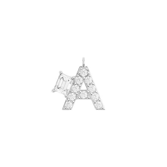 ALPHABET Diamond Necklace A White